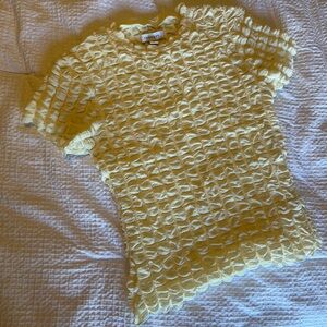Creamy Yellow Textured Short Sleeve Top